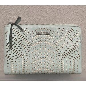 Stella & Dot Mint Clutch, Mirror, Perforated Hello Gorgeous Wallet 6"x9"